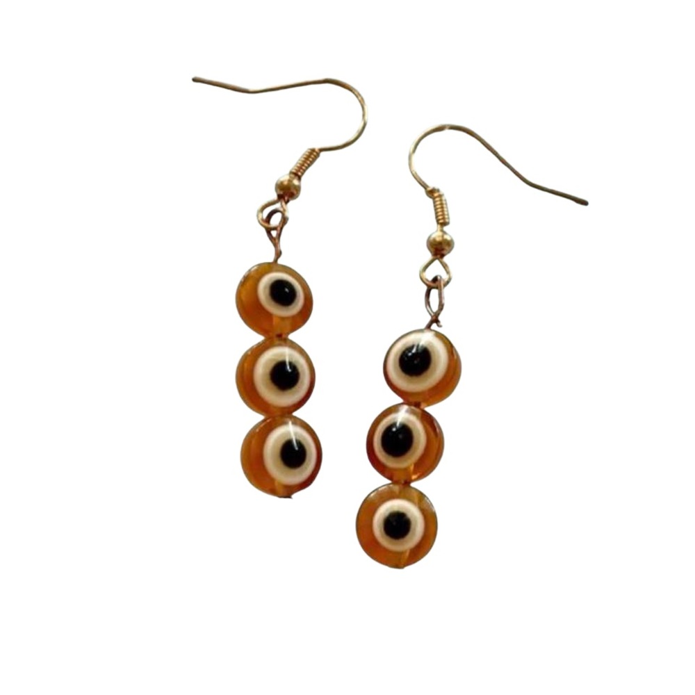 Brown Evil Eye Drop Earrings